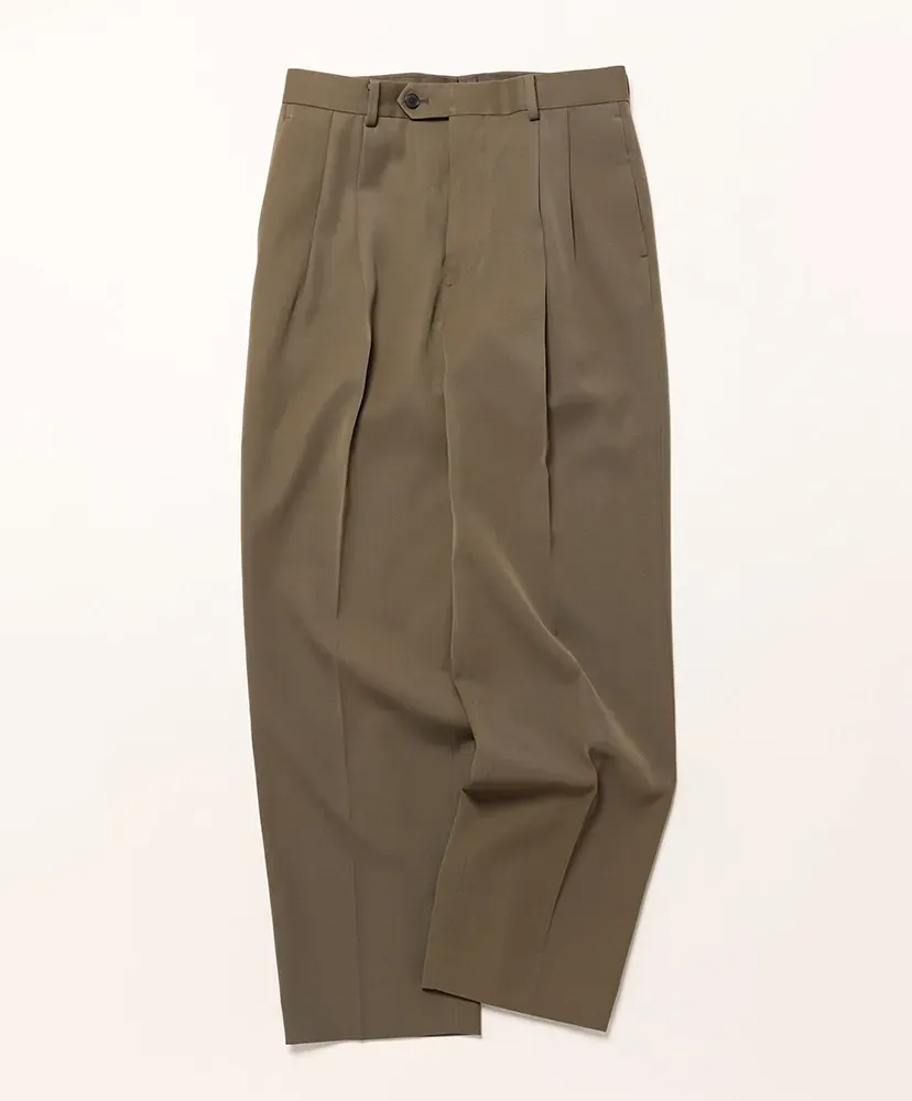 Light Wool Max Gabardine Two-Tuck Slacks