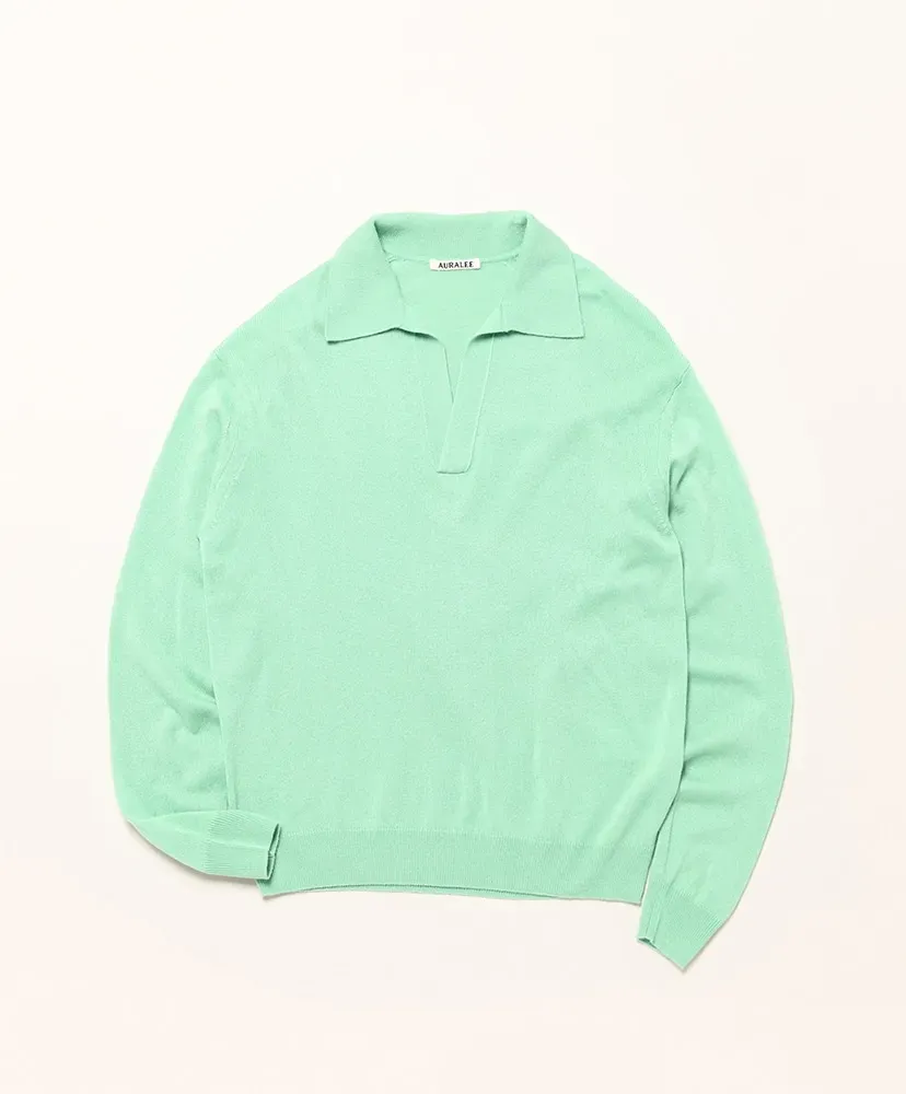 Super Fine Cashmere Silk Knit Skipper Polo