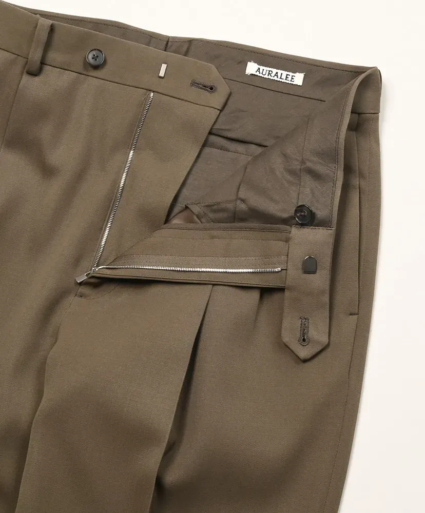 Light Wool Max Gabardine Two-Tuck Slacks