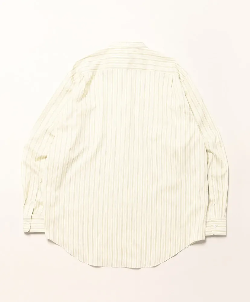 Cotton Silk Stripe Stand Collar Shirt
