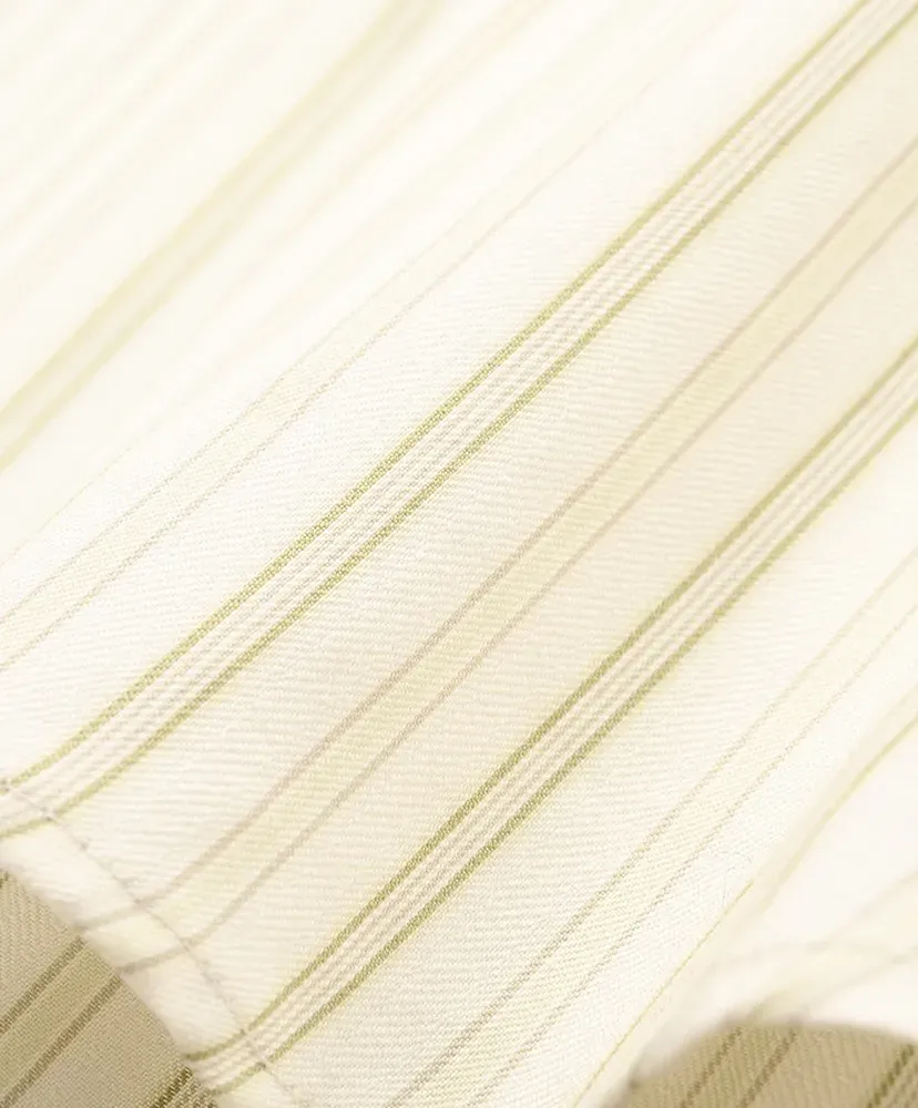 Cotton Silk Stripe Stand Collar Shirt
