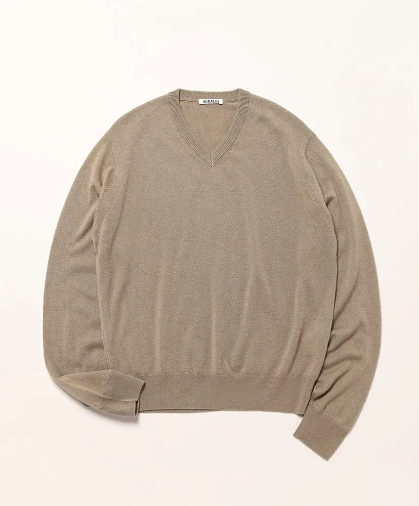 Super Fine Cashmere Silk Knit V-Neck P/O