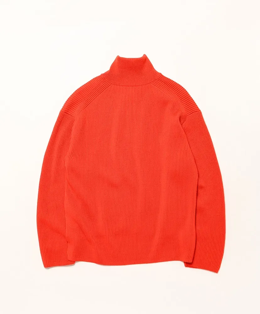 Women Solid Wool Rib Half Zip
