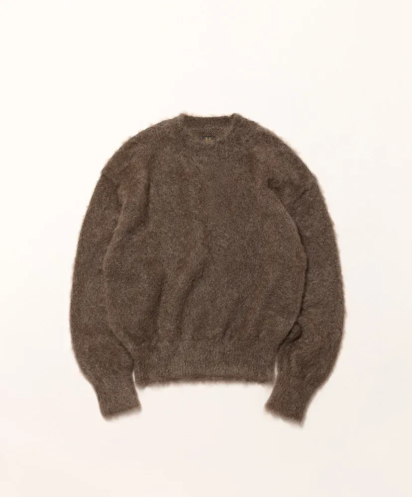 Women Pure Mohair Shaggy Crew Neck
