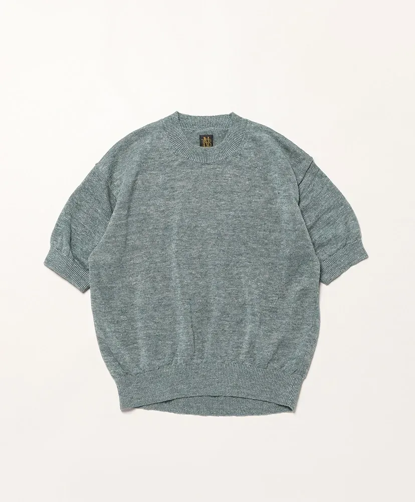 Women Washed High Count Linen Crew Neck Short Sleeve