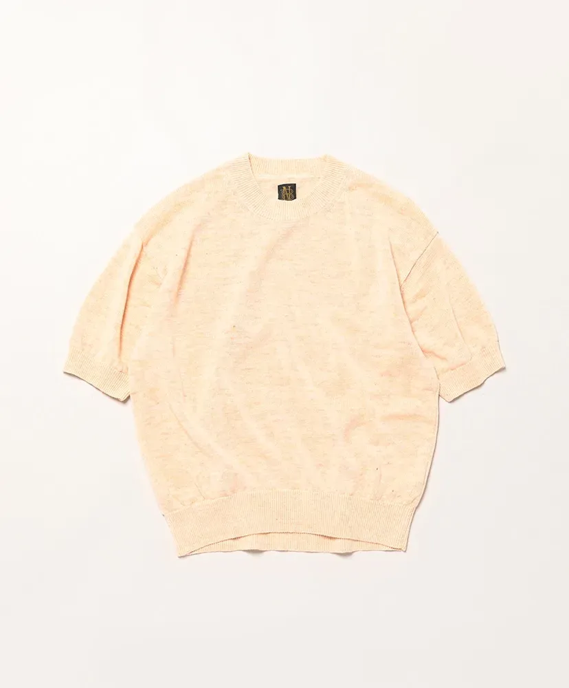 Women Washed High Count Linen Crew Neck Short Sleeve
