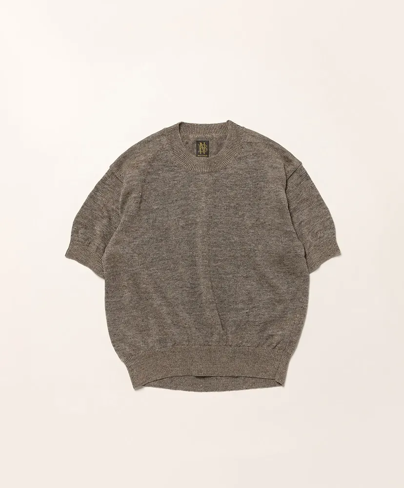 Washed High Count Linen Crew Neck Short Sleeve