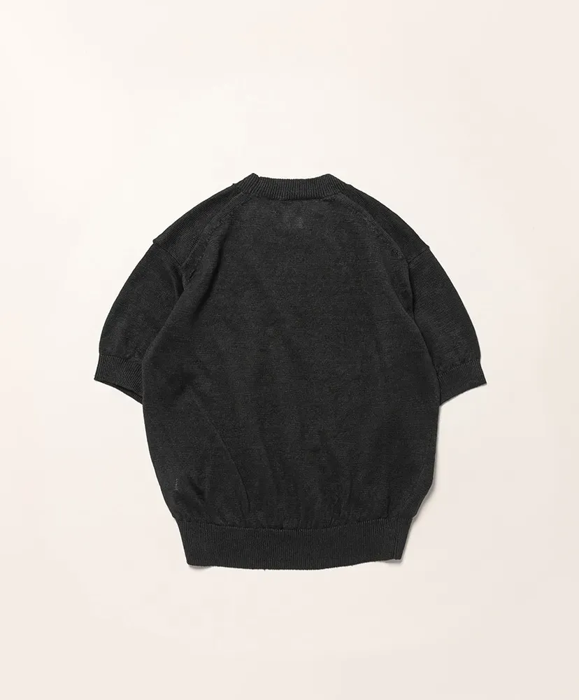 Washed High Count Linen Crew Neck Short Sleeve