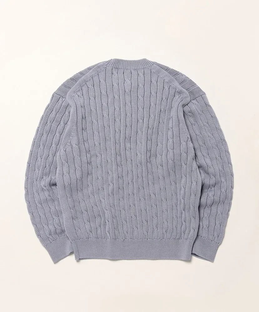 Men High Twist Cash Cotton Cable Crew Neck
