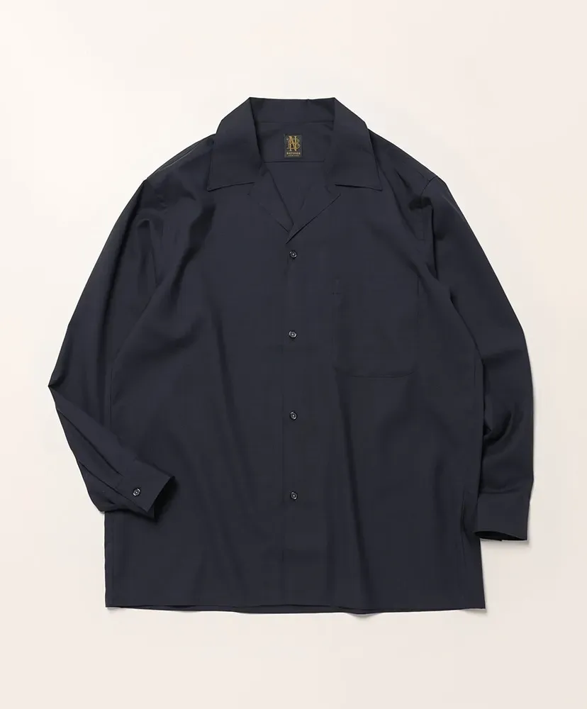 Solid Wool Open Collar Shirt
