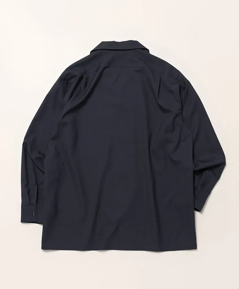 Solid Wool Open Collar Shirt