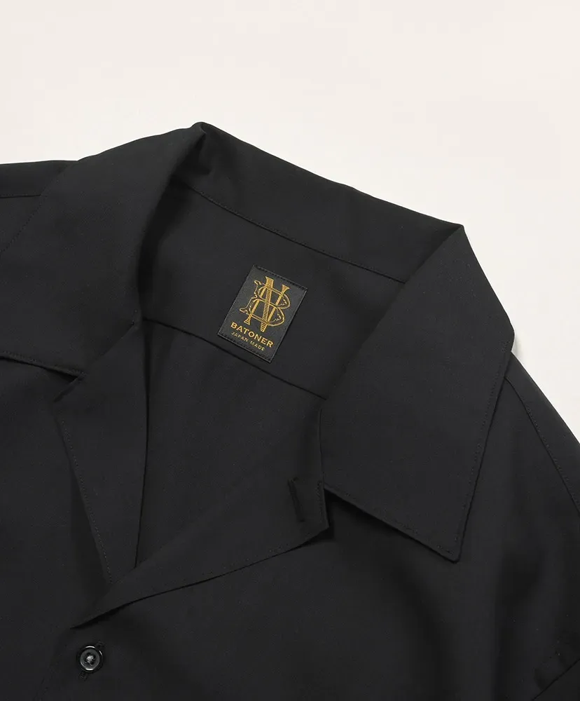 Solid Wool Open Collar Shirt