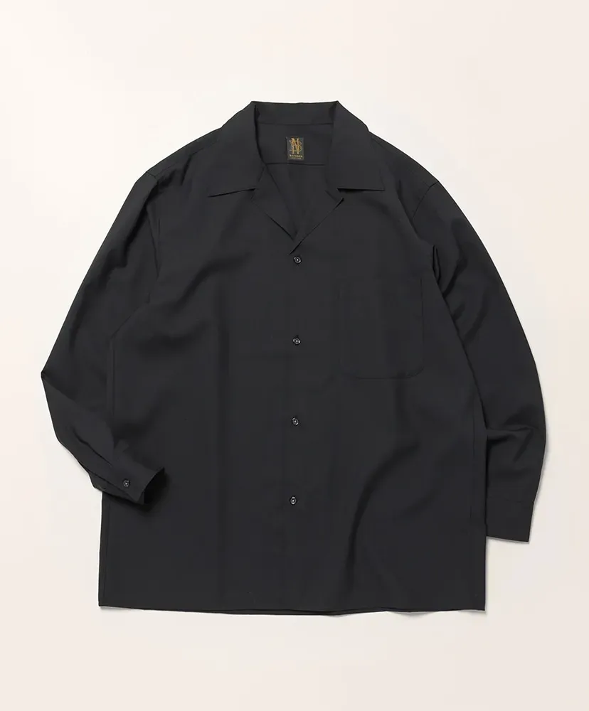 Solid Wool Open Collar Shirt