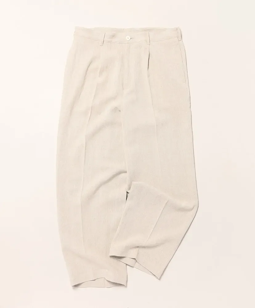 Ochiwata Linen Hopsack One Tuck Trousers
