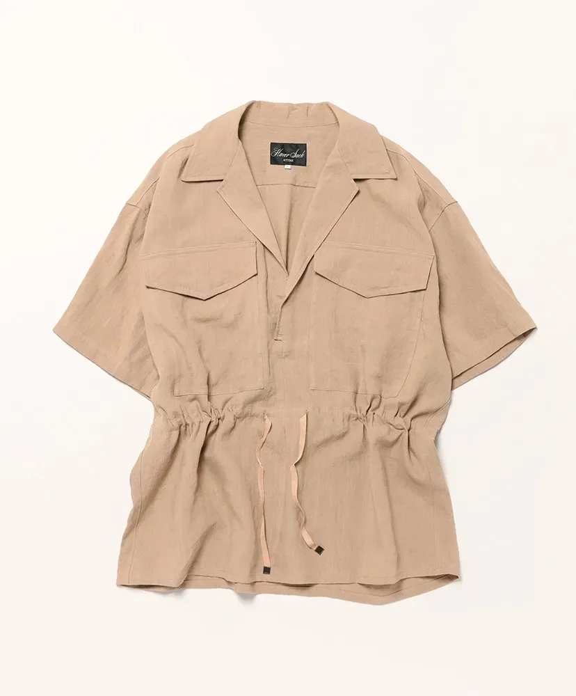 Linen Paper Broad Safari S/S Shirt