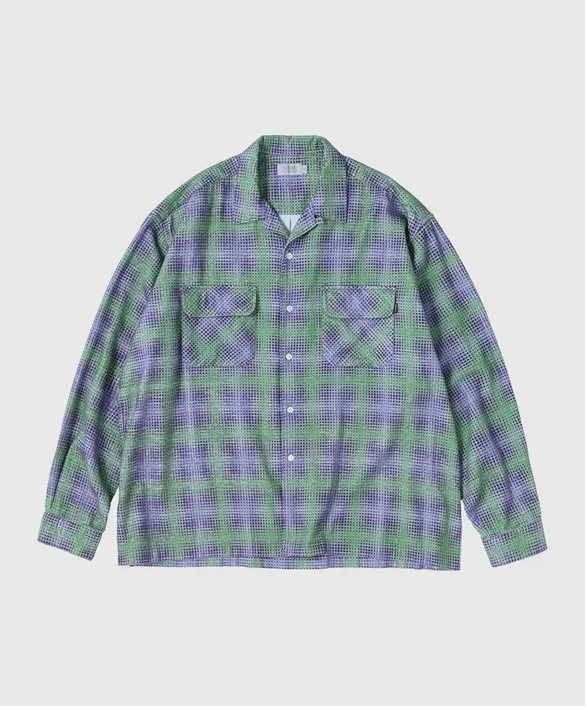 Printed Plaid Flannel Open Collar Shirt