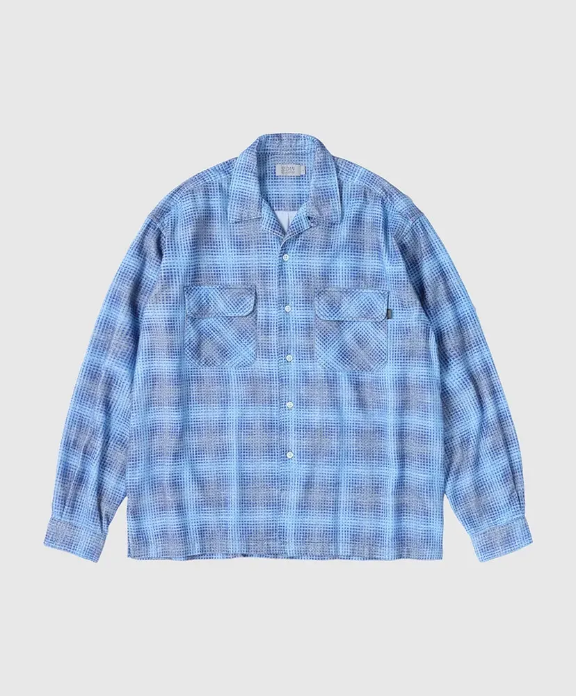 Printed Plaid Flannel Open Collar Shirt