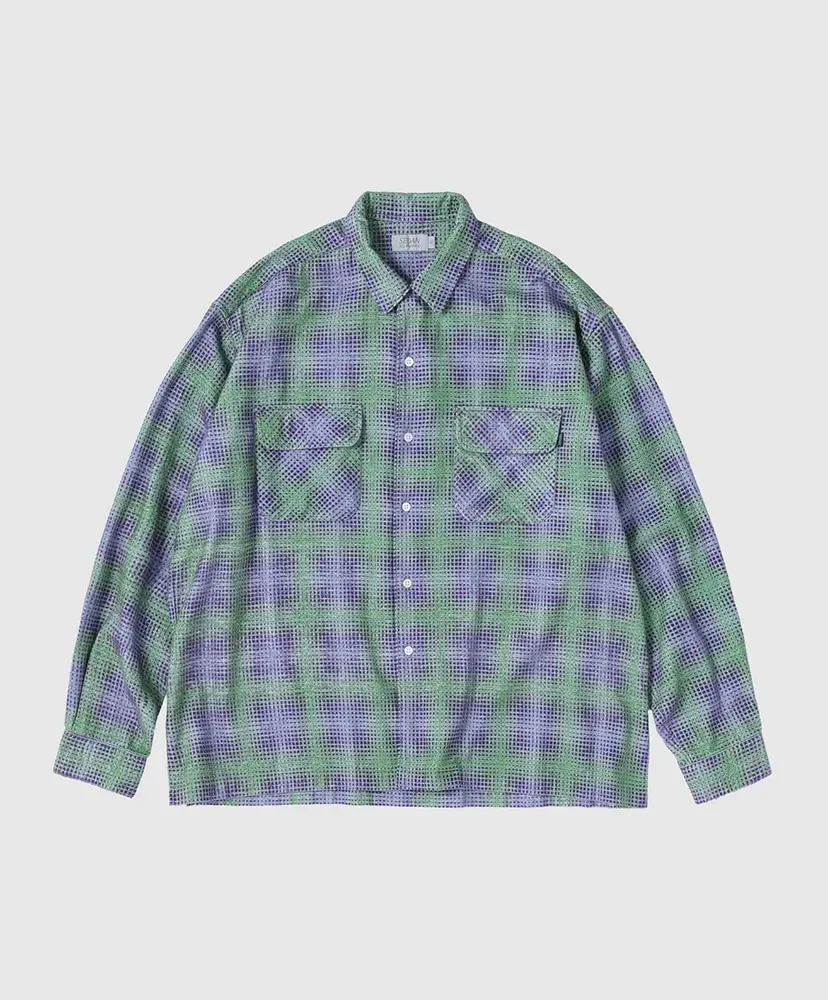 Printed Plaid Flannel Open Collar Shirt