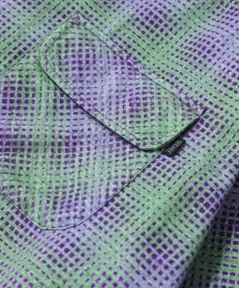 Printed Plaid Flannel Open Collar Shirt