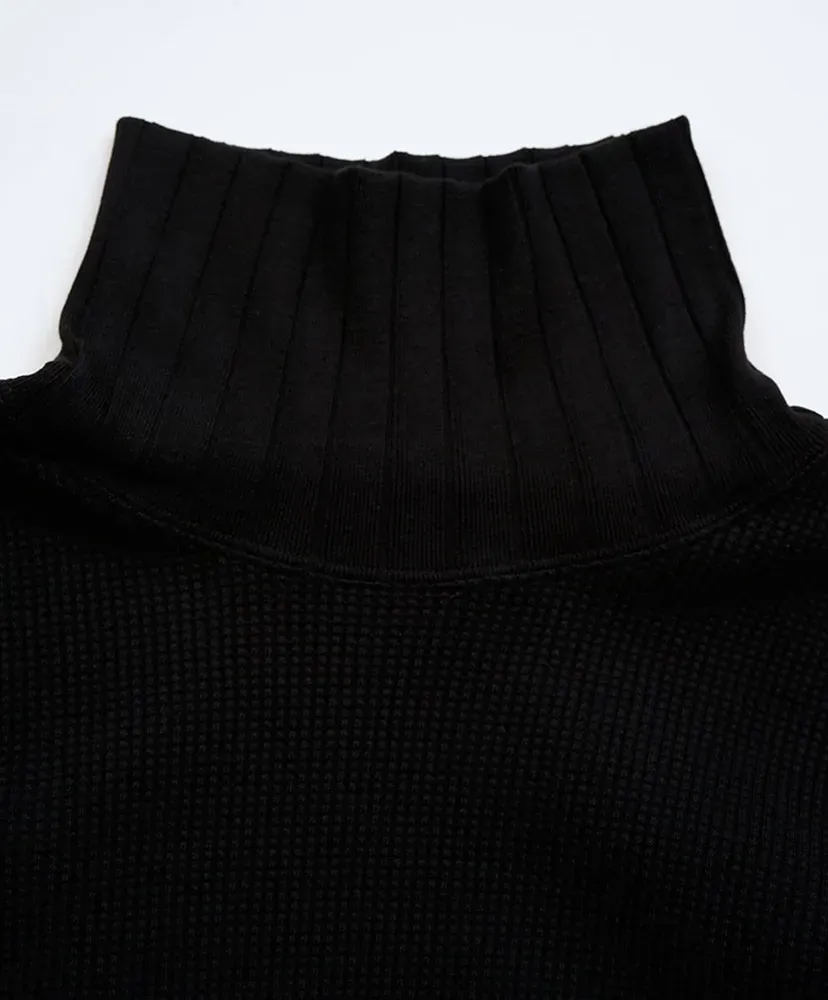 Turtle Neck Big Waffle - Black