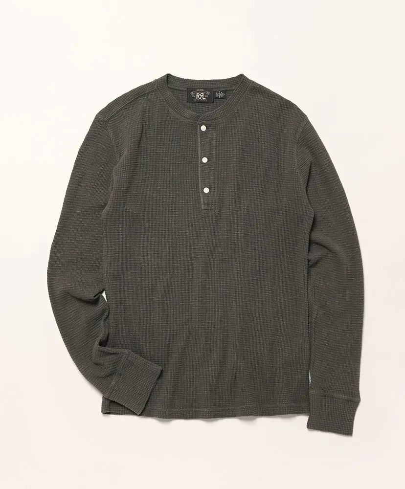 Waffle-Knit Cotton Henley