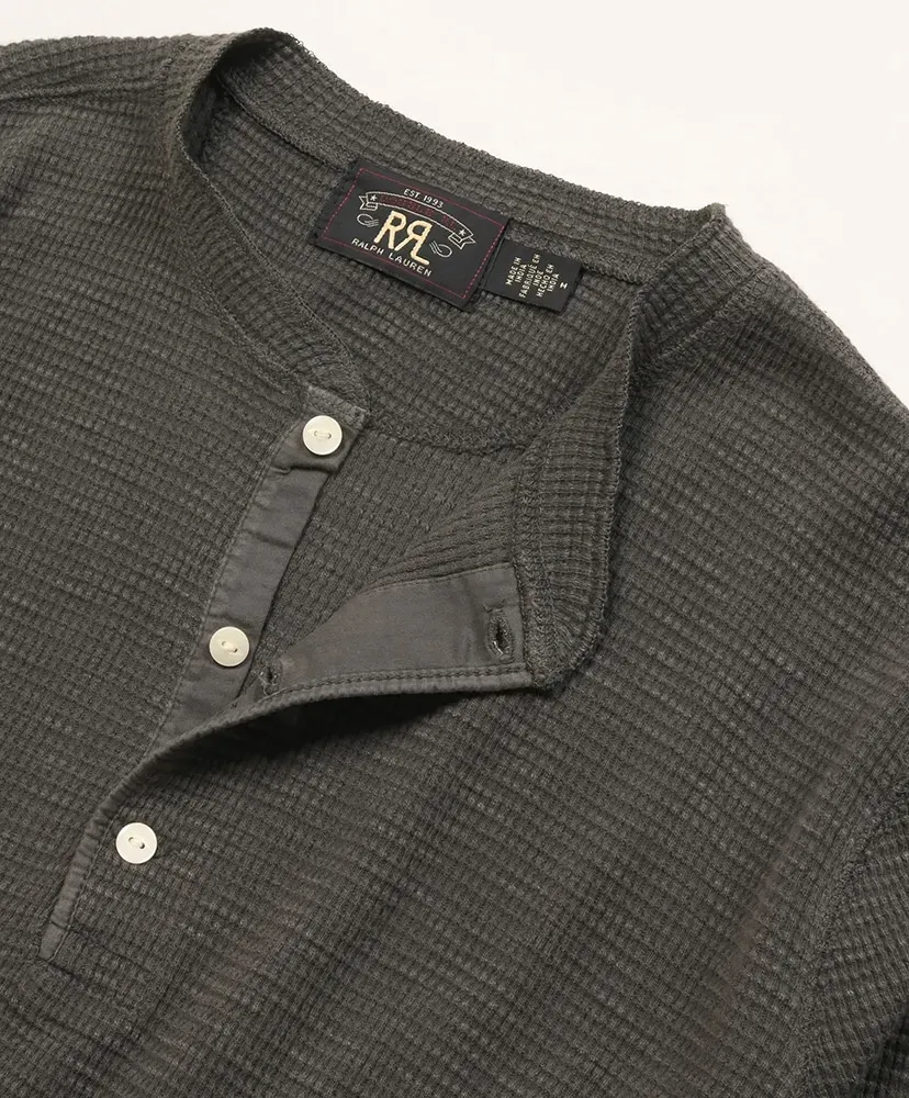 Waffle-Knit Cotton Henley
