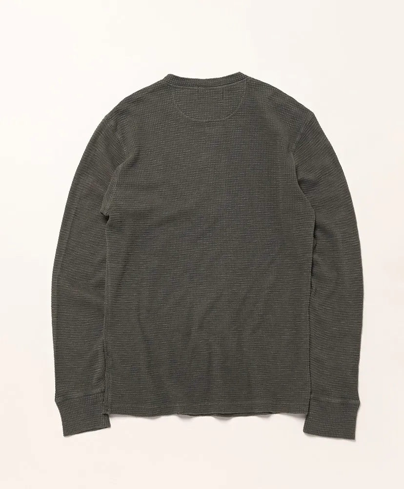 Waffle-Knit Cotton Henley