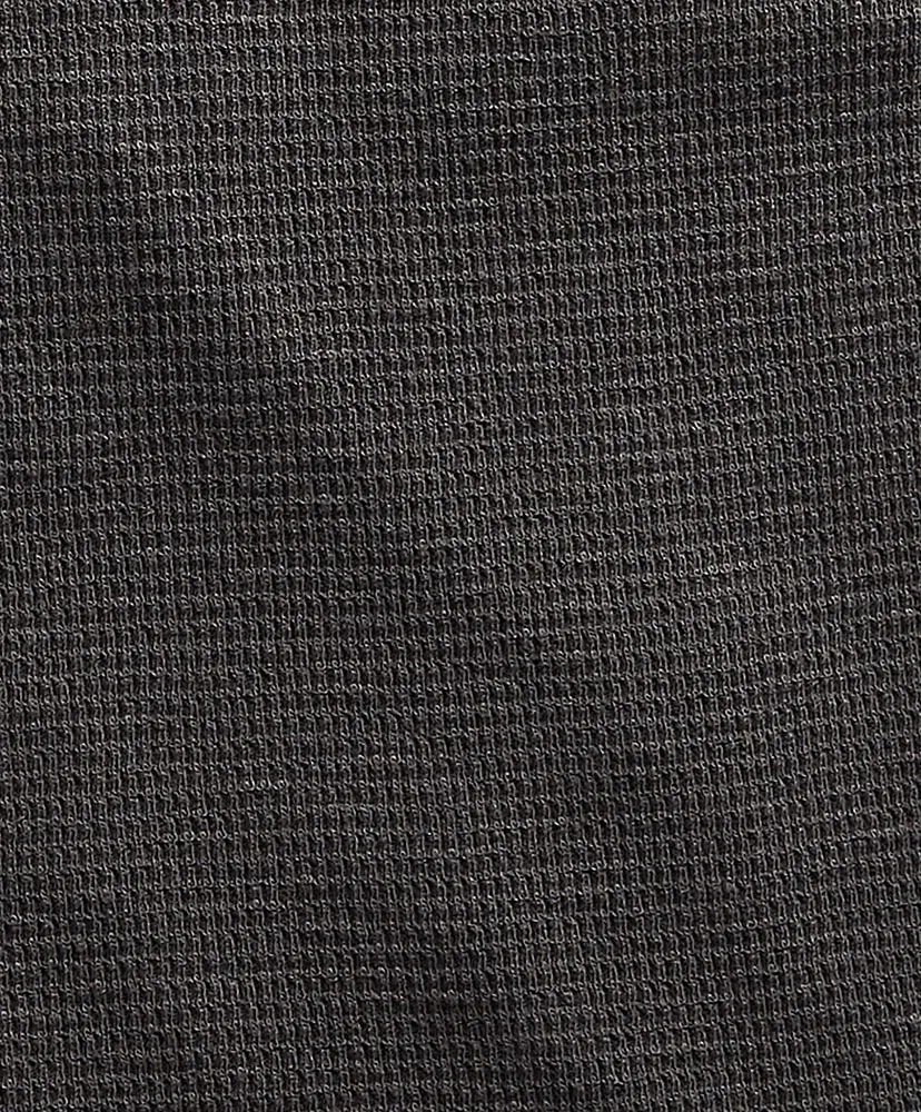 Waffle-Knit Short-Sleeve Henley Shirt