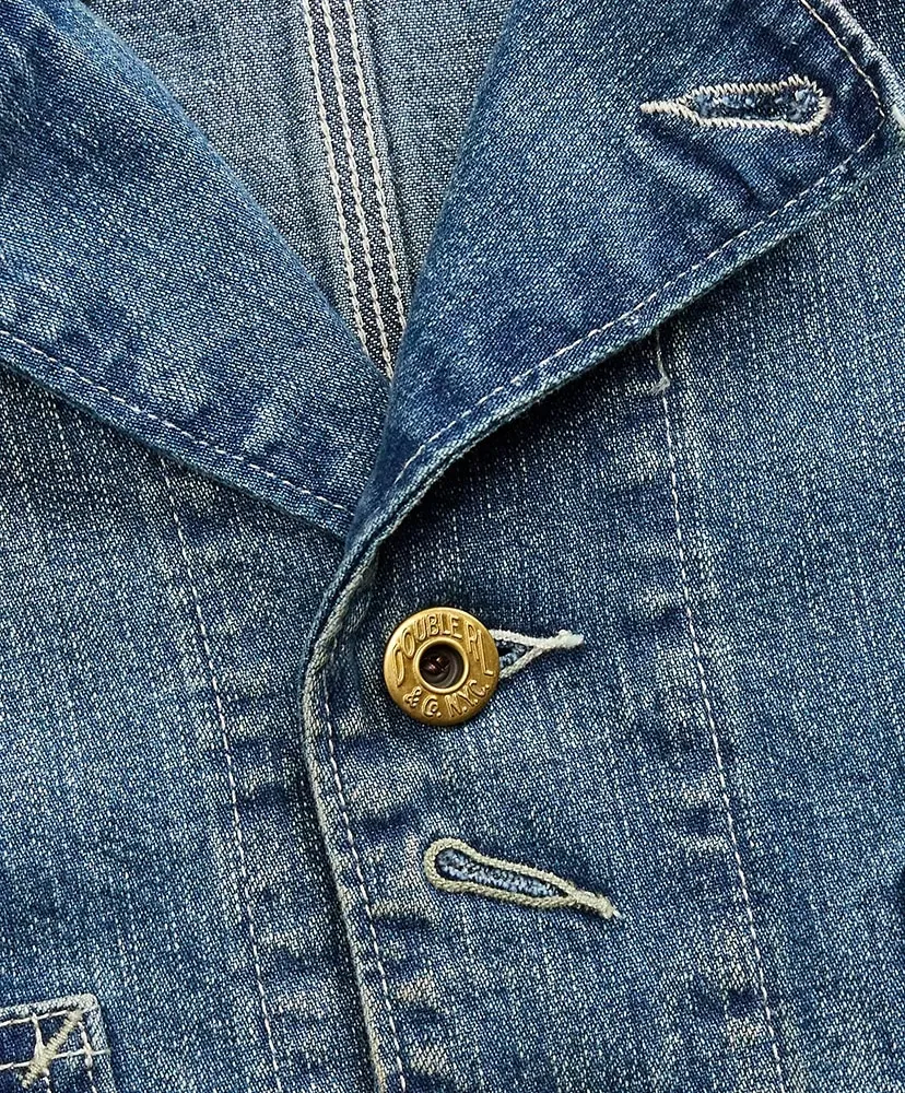 Corduroy-Collar Indigo Denim Jacket