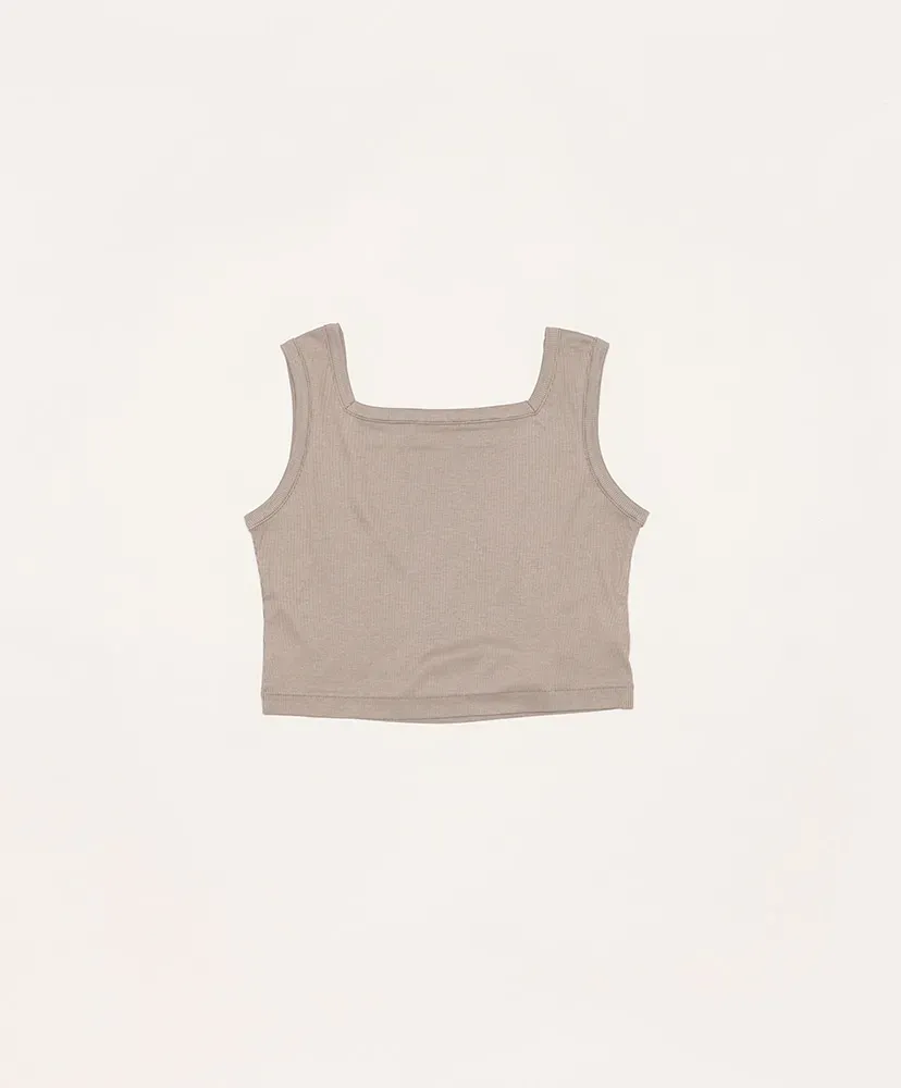Lyocell-Cotton Rib Square Tanktop