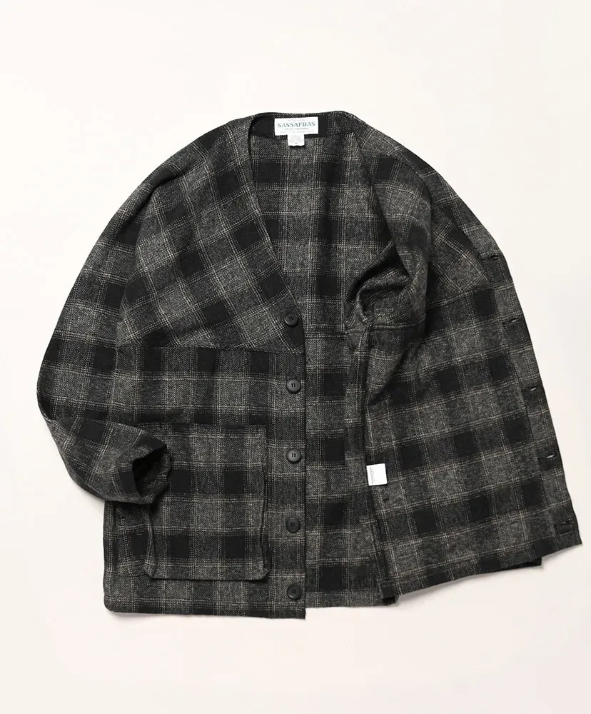 Digs Crew Cardie Jacket - Cotton Tweedy Check