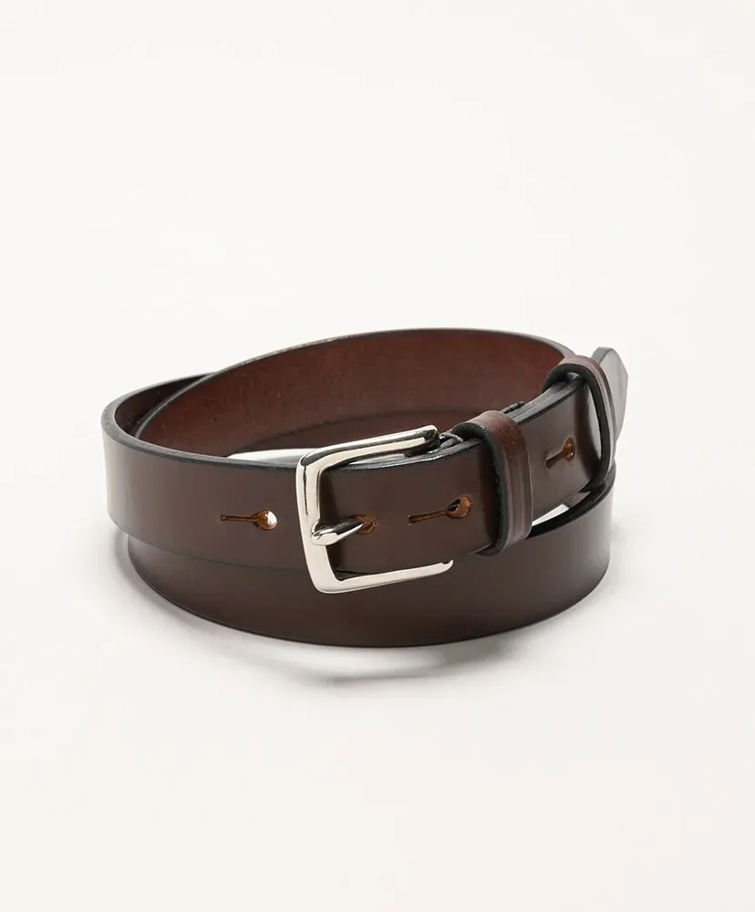 1 Inch West End Buckle Saddle Leather Belt - Nickel