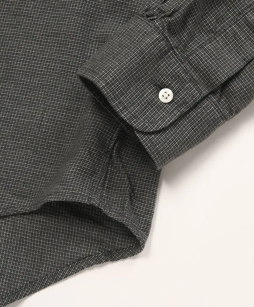 Standard Button Down Shirt Soft Subtly Brushed Mini Check