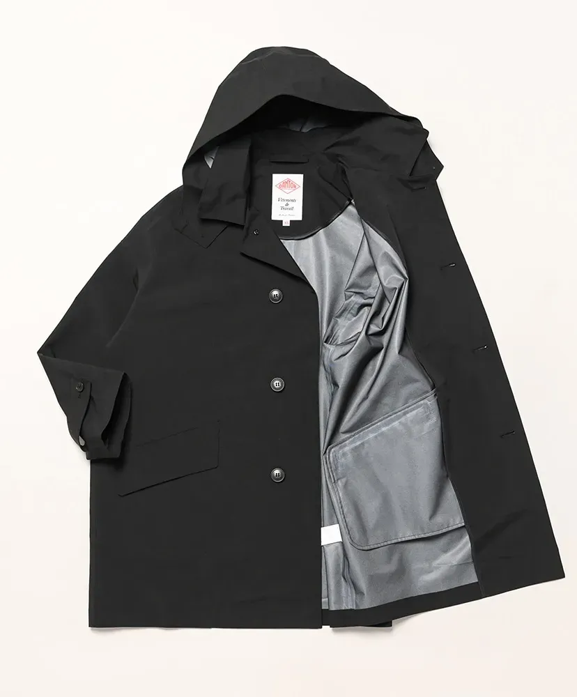 3-Layer Cloth Hooded Balmacaan Coat
