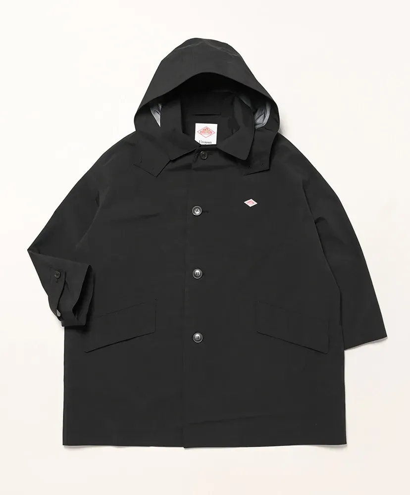3-Layer Cloth Hooded Balmacaan Coat