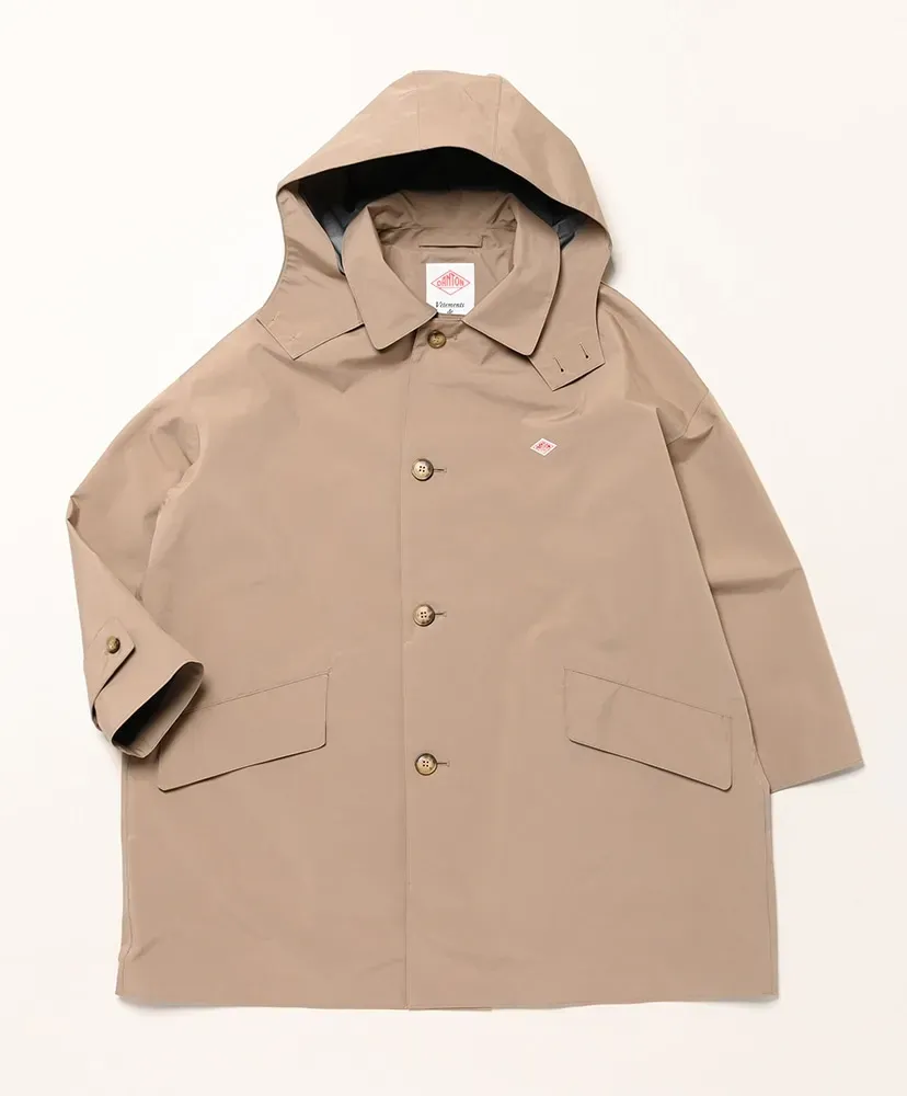 3-Layer Cloth Hooded Balmacaan Coat