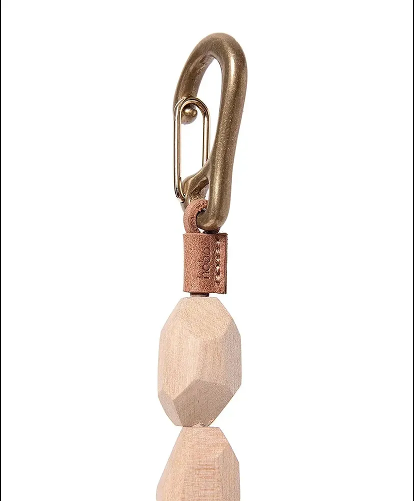 Geometric Wood Beads Key Ring With Brass
