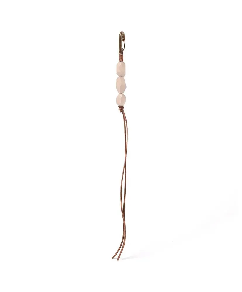 Geometric Wood Beads Key Ring With Brass