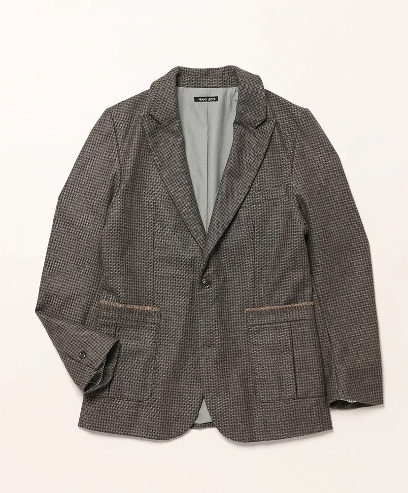Grey Dogtooth Wool 2B Jacket + Edge Detail