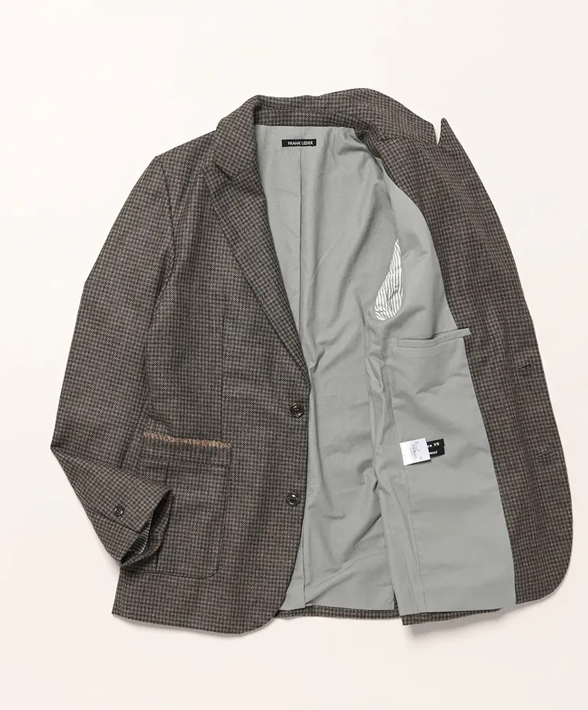 Grey Dogtooth Wool 2B Jacket + Edge Detail