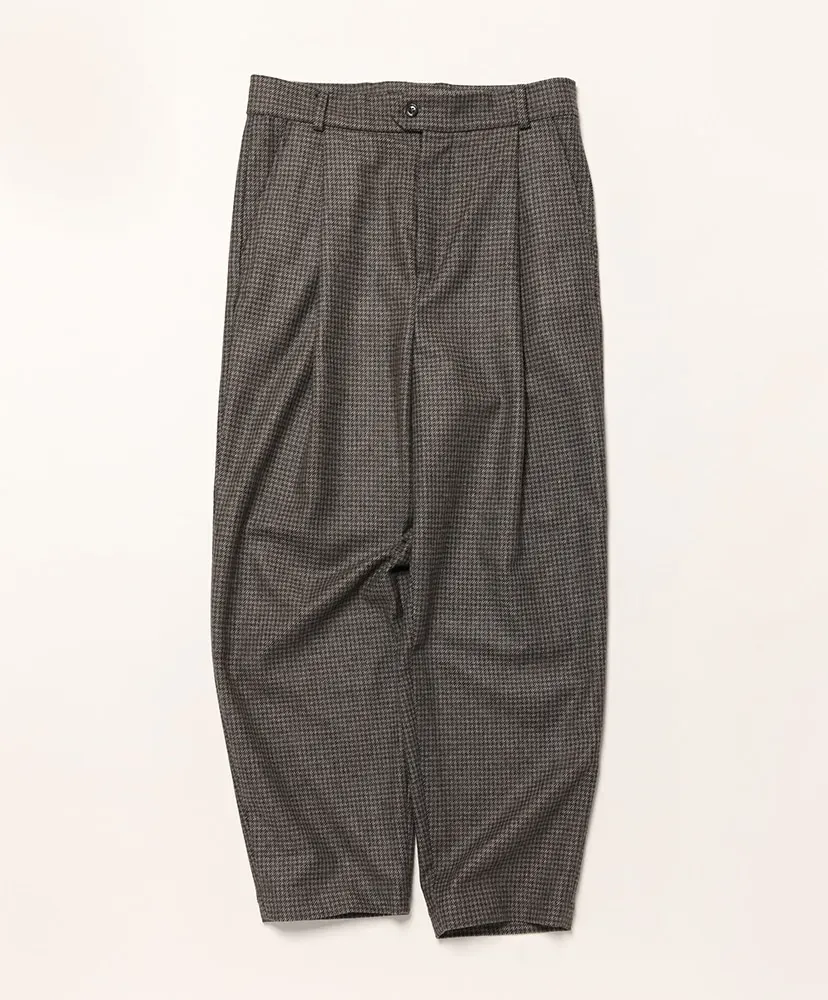 Grey Dogtooth Wool 1Tuck Trouser + Edge Detail
