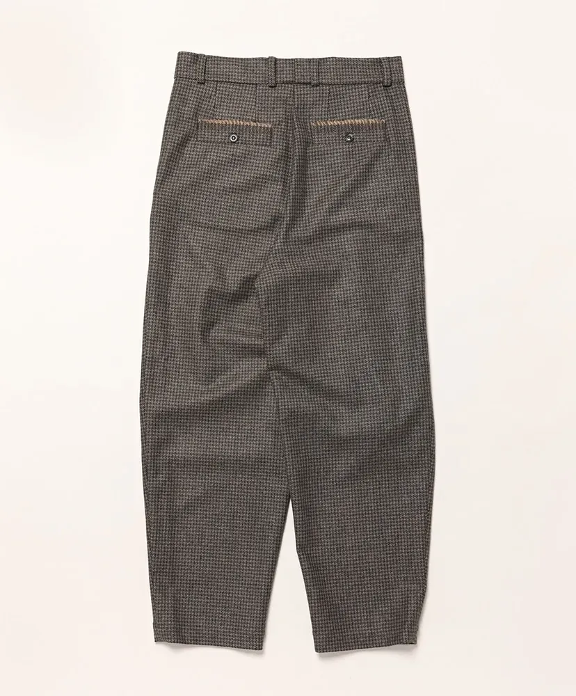 Grey Dogtooth Wool 1Tuck Trouser + Edge Detail