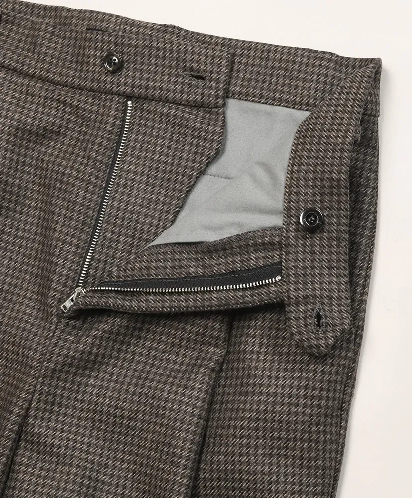 Grey Dogtooth Wool 1Tuck Trouser + Edge Detail