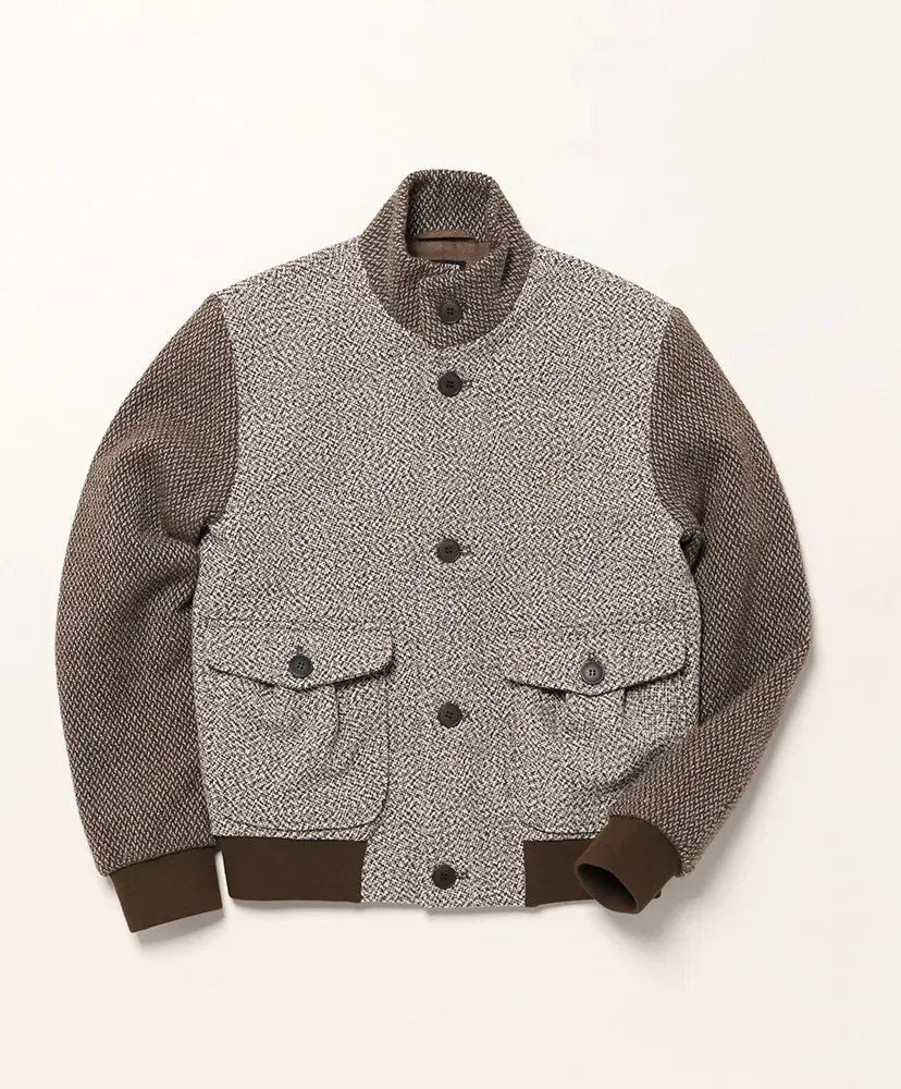 Brown Mixed Wool Linen Button Up Jacket