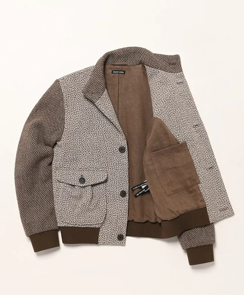 Brown Mixed Wool Linen Button Up Jacket