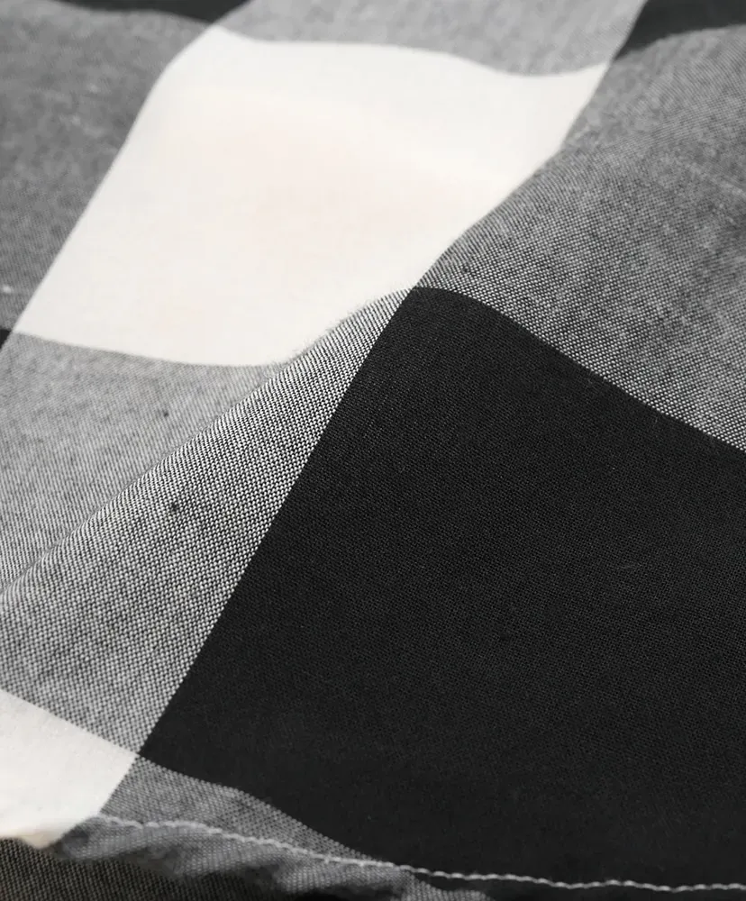 Block Check Stand Collar Shirt
