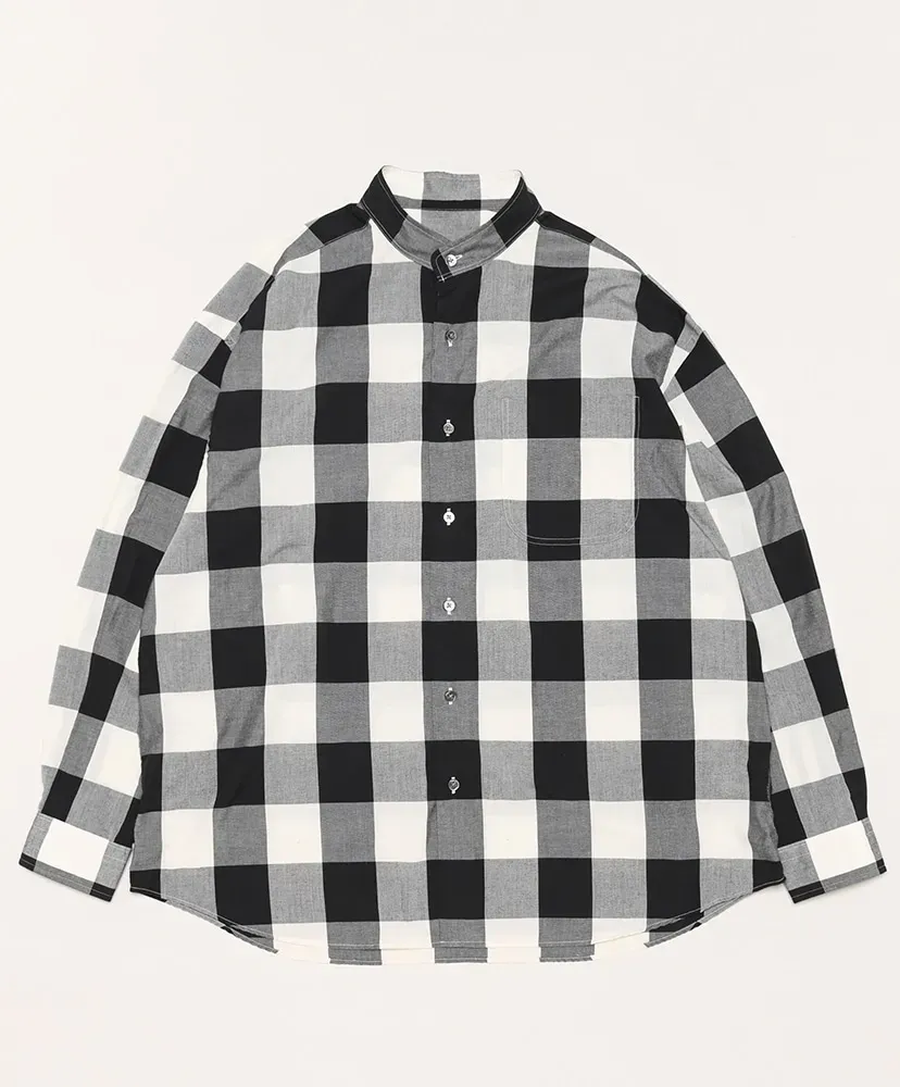 Block Check Stand Collar Shirt
