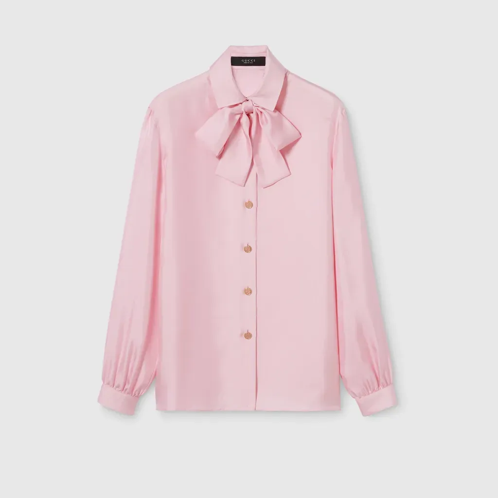 Silk Twill Shirt With Bow