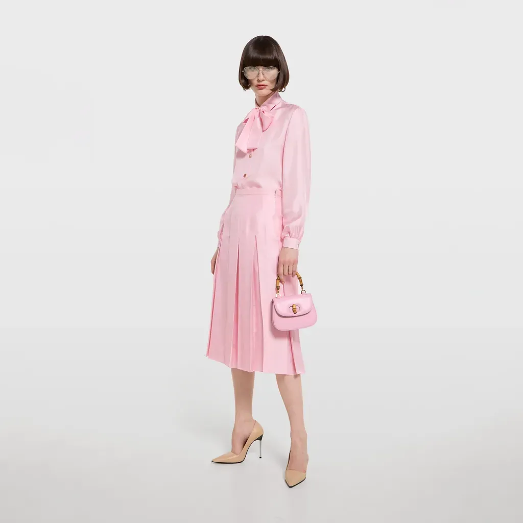 Silk Twill Shirt With Bow