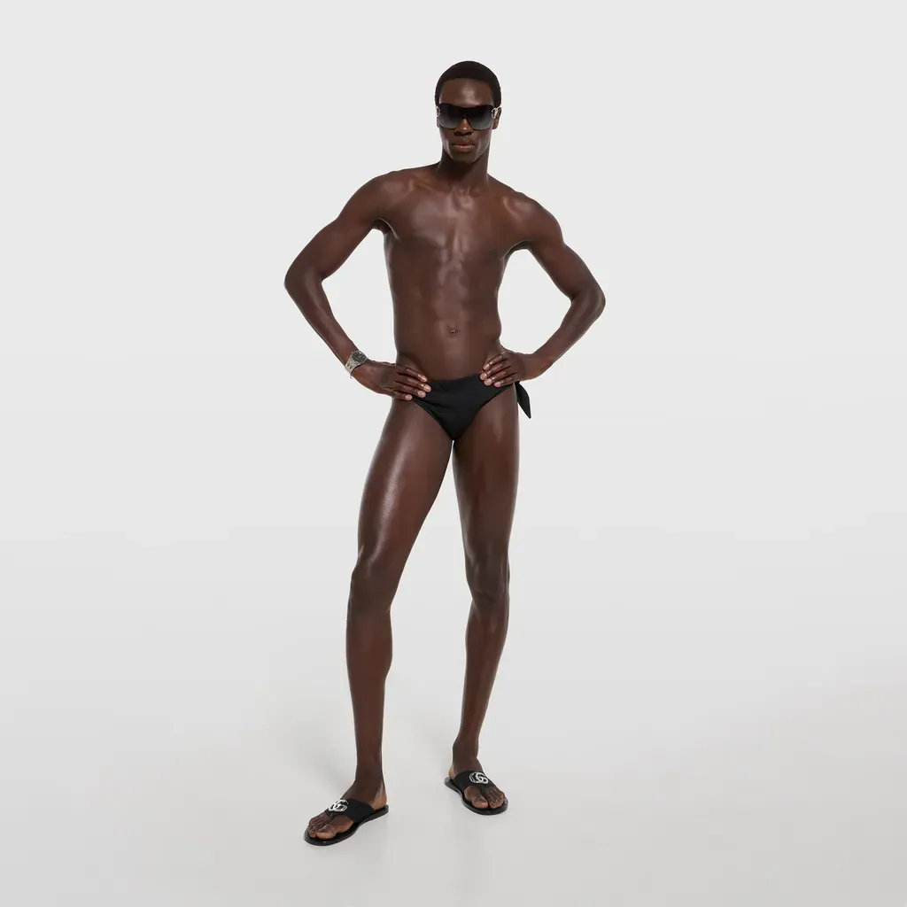 Stretch Jersey Swim Briefs With Knot